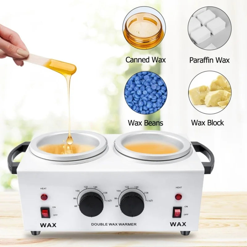 Professional Dual Pot Wax Heater Paraffin Hair Removal Machine Wax Heater Device Parrafin Hot Facial Skin Equipment Spa Home Use