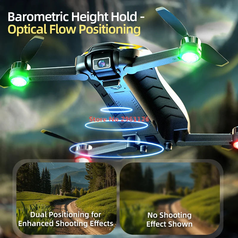 WIFI FPV RC Drone Car HD Dual Camera Brushless With Lights Kids Toys Electric Adjustment Remote Control Optical Flow Quadcopter