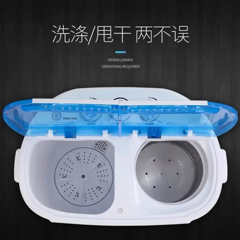 Washing machine semi-automatic double barrel household blue anti-bacteria mini washing machine small baby child