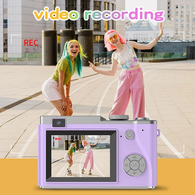 Digital Camera 4K HD Kid Camera 64MP Autofocus Vlogging Camera 2.4 inch Retro Fashion Portable Video Camcorder for Beginners