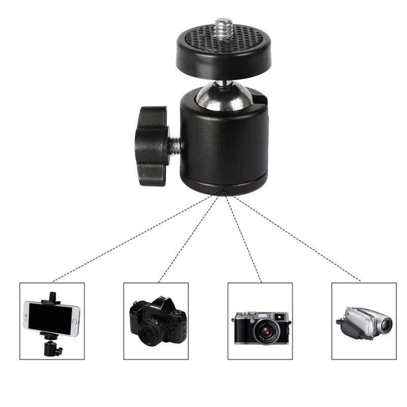 Universal Mini Tripod Ballhead Ball Head with 1/4" 3/8" M4 Screw Adapter For Digital Camera DSLR Live Stream Q29 II