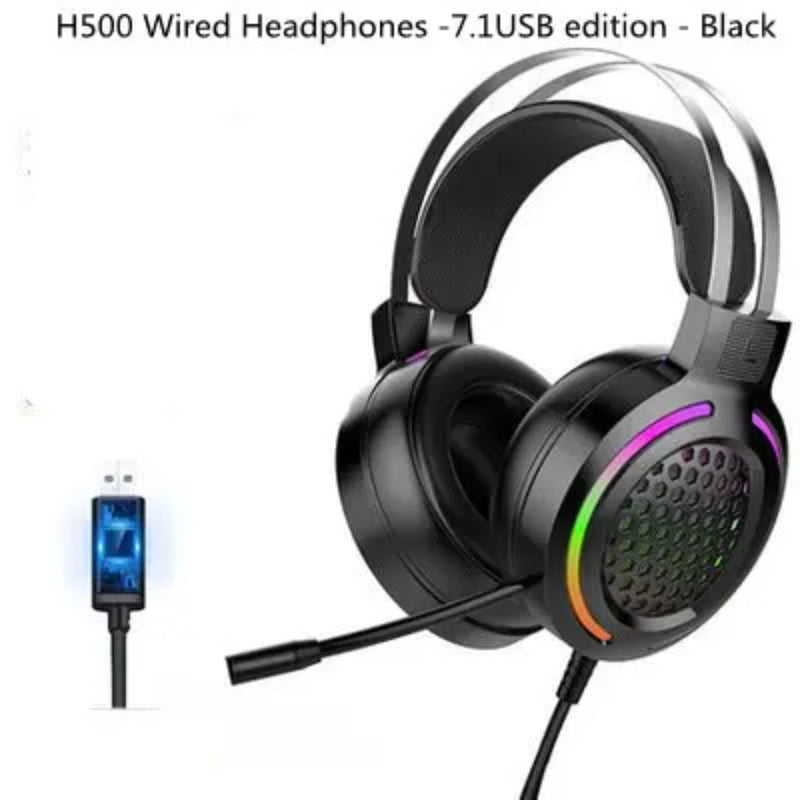 1PCS  H500 RGB Gaming Headphone 3.5mm Surround Sound Computer  Headset Earphones Microphone  PS4  -one