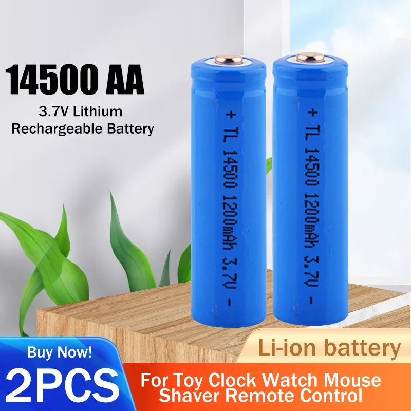 1-2pcs 14500 AA 3.7V 1200mAh Rechargeable Lithium Battery For Remote Control Mouse Clock Flashlight Shaver Replace AA Batteries