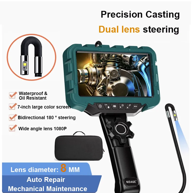 7-inch screen 6mm single/dual lens 1080P 360° steering endoscope HD camera car maintenance engine carbon deposition detection