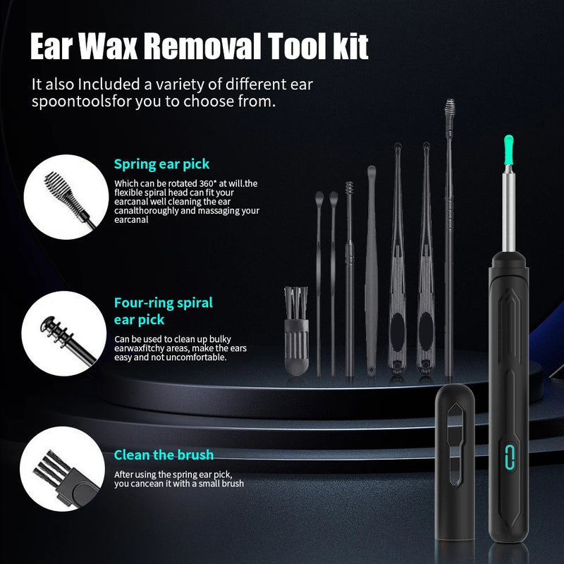 Ear Cleaner with camera Set Ear Sticks Otoscope USB C Charging Endoscope Wax Removal Tool Earpick MIni Camera Ear Cleaning Set