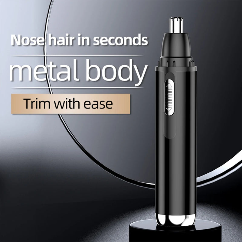 Electric Nose Ear Hair Trimmer Battery Operated Rechargeable Portable Hand Held Clippers Remover with Cleaning Brush