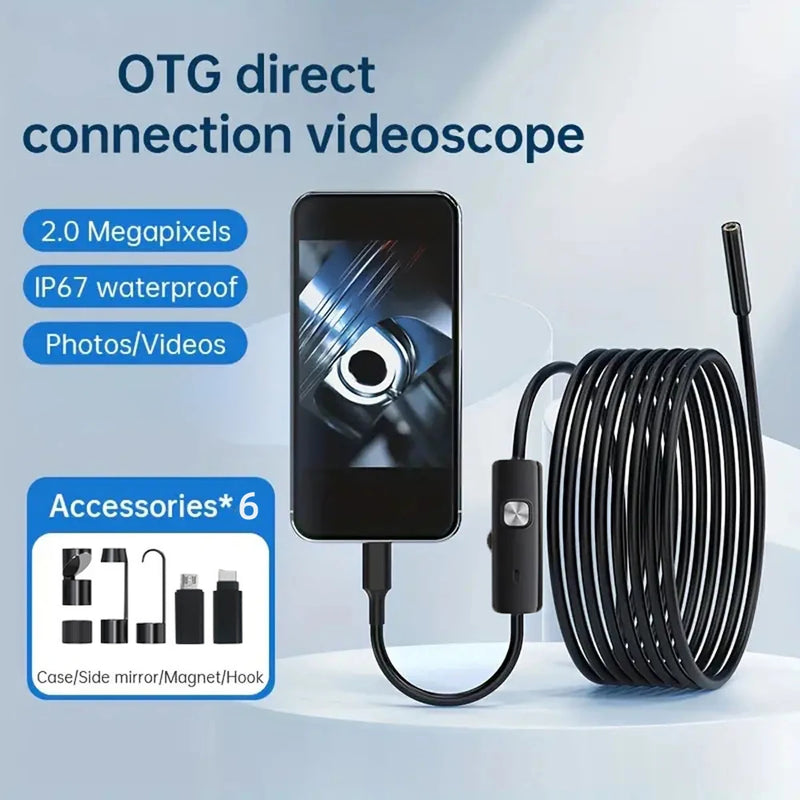 Endoscope Inspection  Camera Type-C Mini Inspection Camera IP67  HD1080P Car Sewer Pipeline Borescope for Android IOS iphone