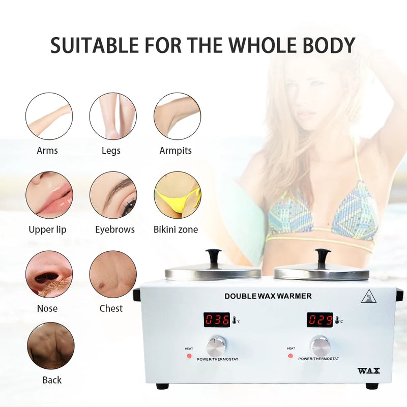 Wax Heater Electronic Display Facial Skin SPA Equipment Dual Double Paraffin Hot Hair Removal Tool Adjustable Temperature