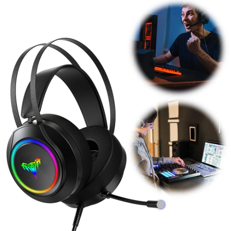 Gaming Headset with Mic Over Ear Headphones RGB Light Gaming Headphones for PS4/PC/Laptop