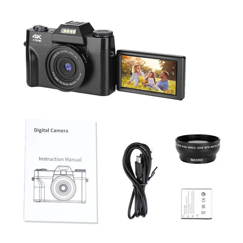 48MP Digital Camera 16X Digital Zoom 4K WIFI Retro Vlog Recorder YouTube 3 "Flip Screen Compact Digital  Photography Cameras