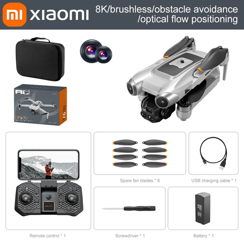 Xiaomi V600 Drone 8K Mini 4 Professional HD Dual Cameras Optical Flow Positioning Auto Avoidance WIFI UAV GPS Quadcopter 10000M