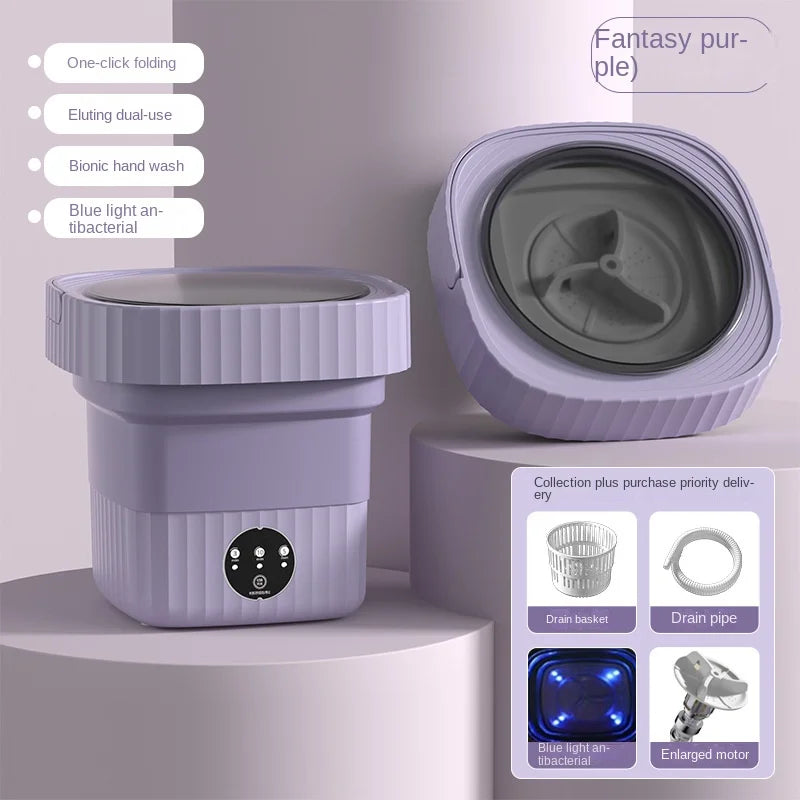 6L/11L Portable Folding Washing Machine Big Capacity With Spin Dryer Bucket for Clothes Travel Home Underwear Socks Mini Washer