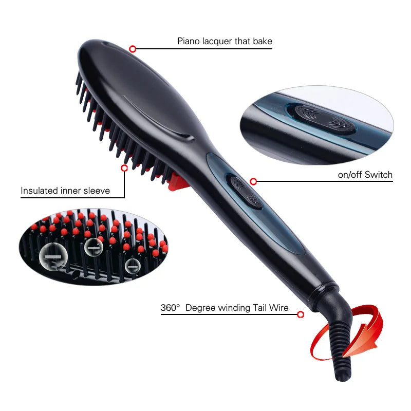 Electric Degital Control Antiscaled straightening simply Fast Hair Straightener Brush Comb Irons easy straight