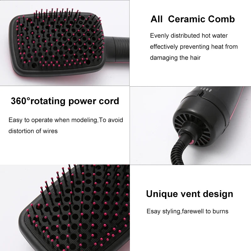 2 In 1 Hot Air Hair Dryers Brush Curl Rotary Curler Professional Straightener Electric Styling Appliances Tools Comb Machine