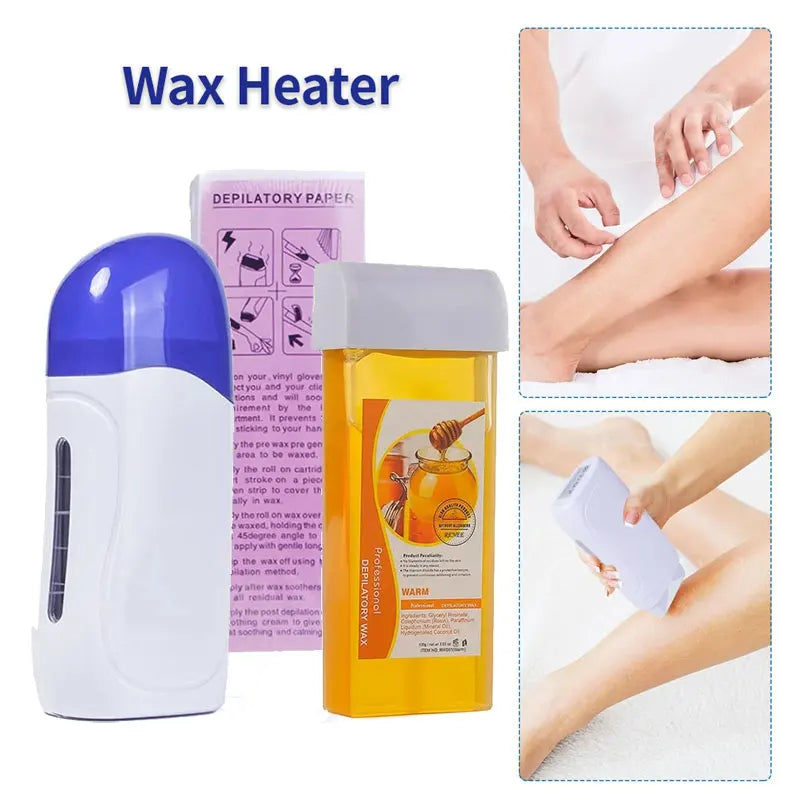 Portable Wax Depilatory Roller Machine Wax Heater Set Hair Removal Cream Waxing Warmer Roll on Wax Heater Roller Epilator