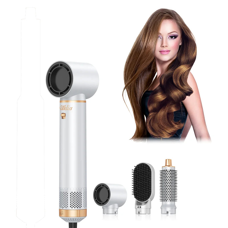 Hair Dryer Brush,5 in 1 Blow Dryer Brush,High-Speed 100,000 RPM Professional Hot Air Brush Set with Curlers,Hair Styler for Fast