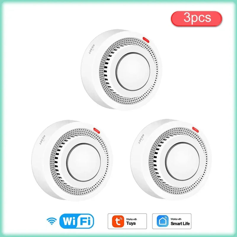 Tuya WIFI Smoke Detector Fire Protection Alarm Sensor Independent Wireless Battery Operated Smart Life Push Alert Home Security