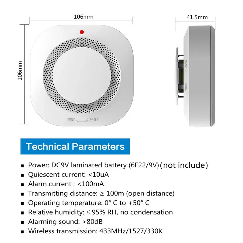 eWeLink 433MHz Smoke Detector Sensor,Wireless Fire Security Protection Alarm Sensor Smart Home,Require Sonoff RF Bridge Hub