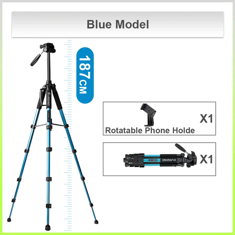 UEGOGO Q188 187cm zomei Tall Aluminum Alloy Portable Tripod for Camera DSLR Canon , 360 Degree Panorama Photography Phone Stand