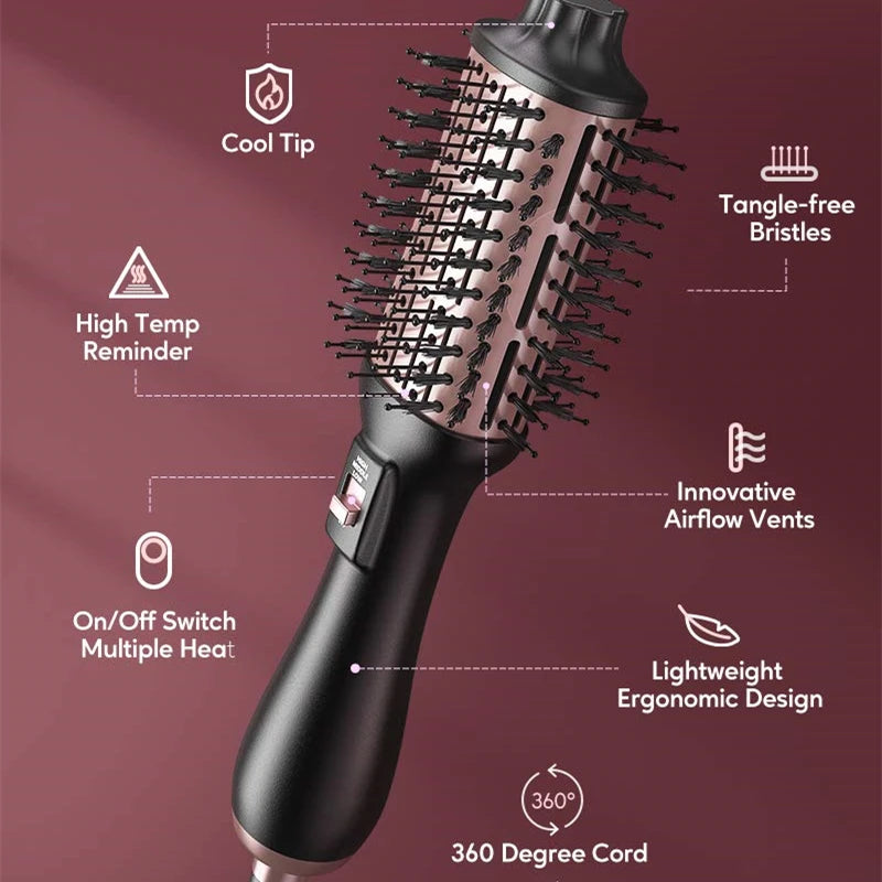 KIPOZI Hair Dryer Hot Air Brush Blow Dryer Brush Create Voluminous Curls 4 in 1 Hot Air Comb Reduces Frizz Static Electricity