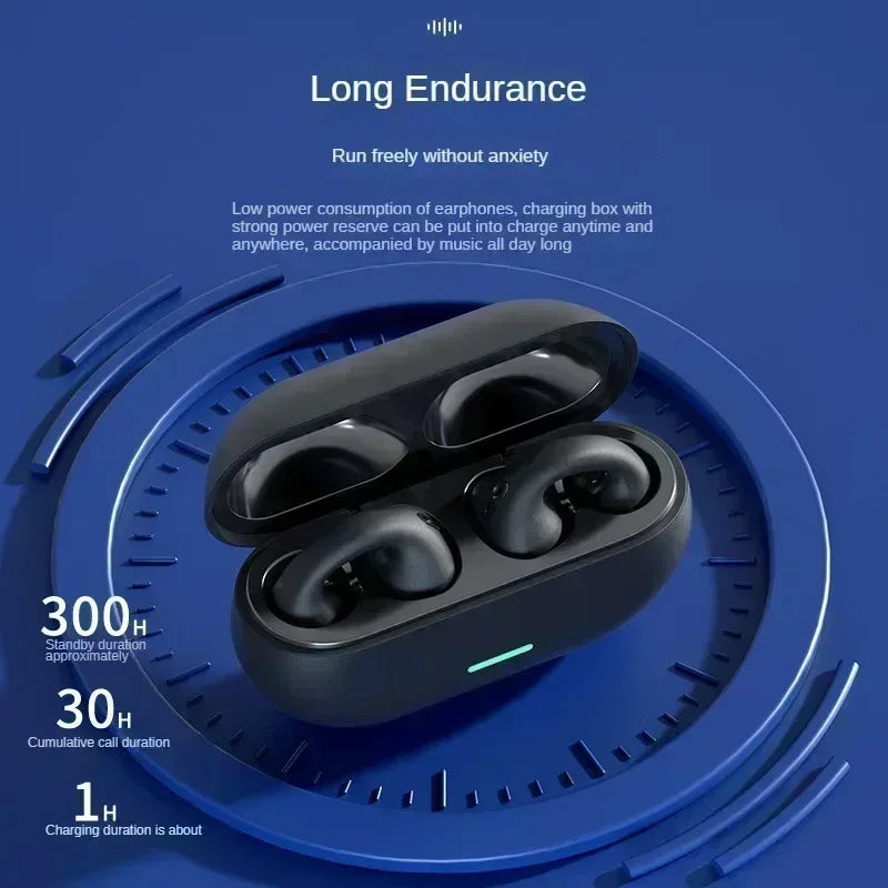 T75 Fone Bluetooth Headset 5.3 Wireless Bone Conduction Headphones Clip Ear Music Noise Canceling HD Call Sports Gaming Earphone