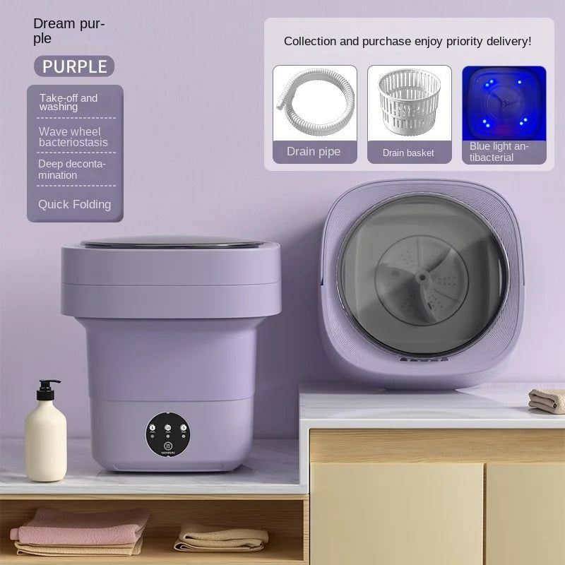 6L/11L Portable Folding Washing Machine Big Capacity With Spin Dryer Bucket for Clothes Travel Home Underwear Socks Mini Washer