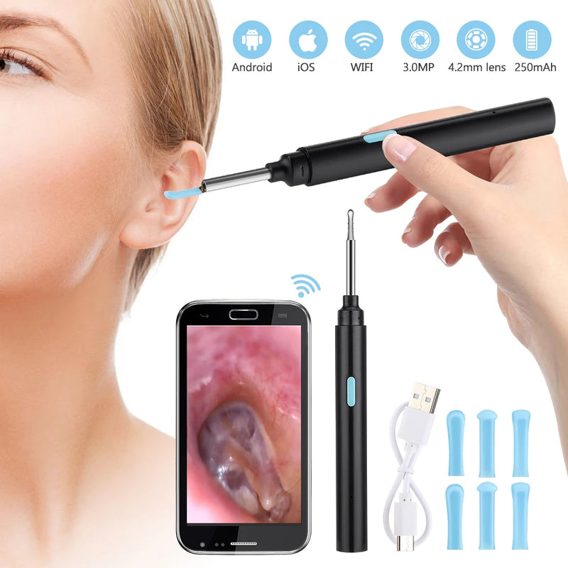 3.9mm Wireless Wifi Visual Ear Picking HD Camera Otoscope for Nose Oral Inspection LED Light Ear Endoscope Ear Wax Cleaning Care