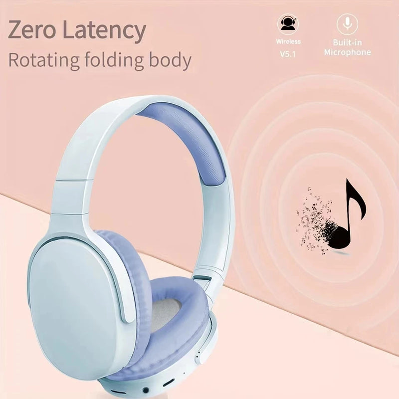 P2961 Over Ear Wireless Bluetooth Headphones HIFI Stereo Headsets True Sports Gamer Earphones TF/AUX Music Player with Mic Gifts