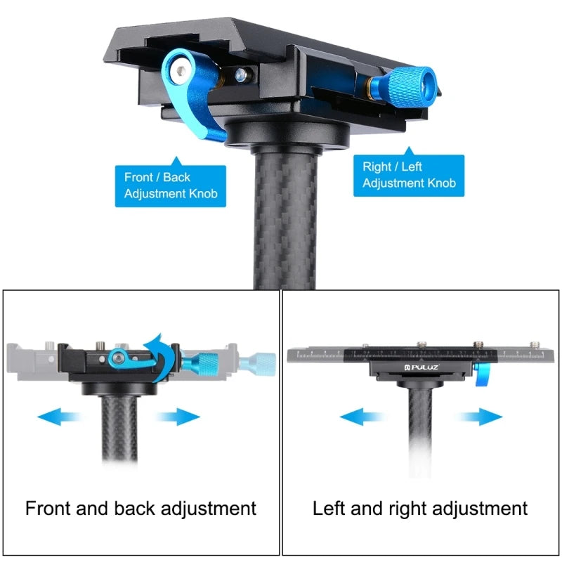 PULUZ 38.5-61cm Carbon Fibre Handheld Stabilizer for DSLR & DV Digital Video Cameras Professional Stand Holder, Load: 0.5-3kg