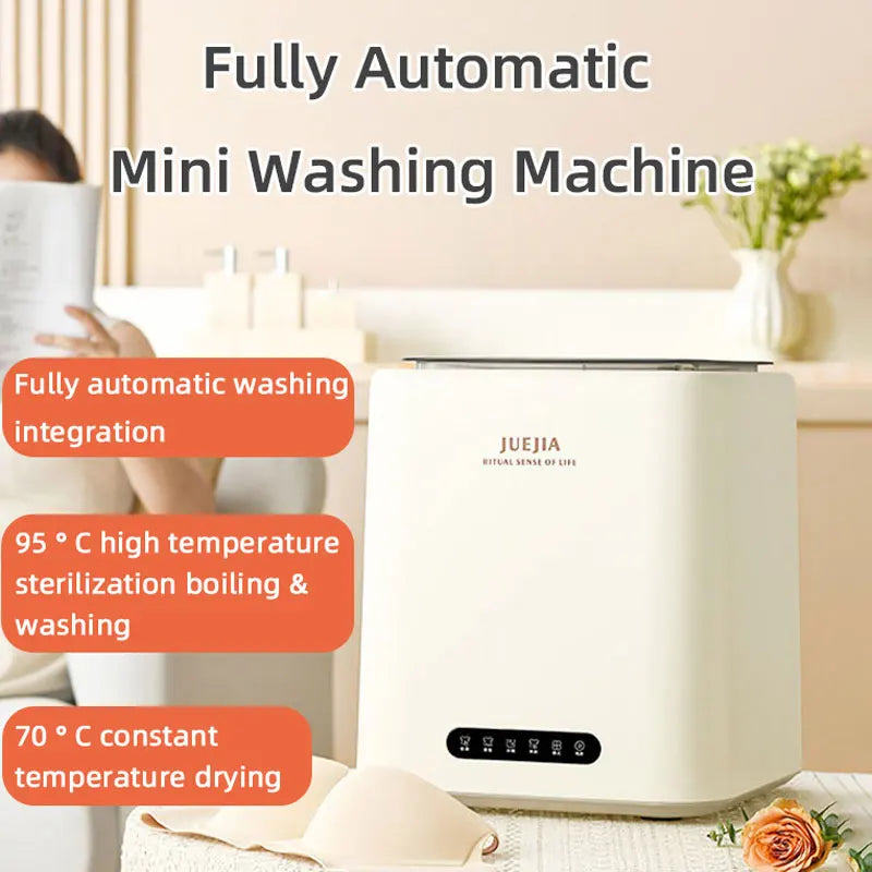 7L Mini Fully Automatic Washing Machine,Portable Electric Home Underwear  Washer, High Temperature Sterilization Boiling,Drying