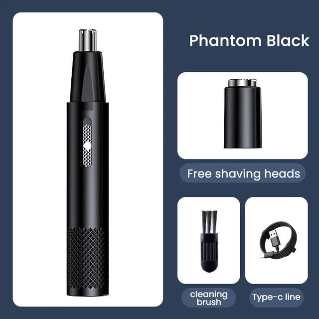 Portable Electric Ear Nose Hair Trimmer Washable Nose Trimmer Head + Shaver Head Hair Removal Shaving Tool USB Rechargeable