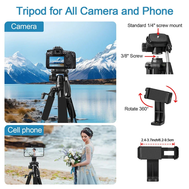 UEGOGO Q188 187cm zomei Tall Aluminum Alloy Portable Tripod for Camera DSLR Canon , 360 Degree Panorama Photography Phone Stand