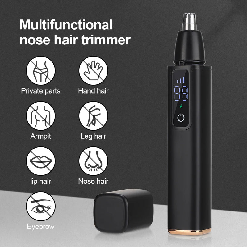 Electric Nose Hair Trimmer USB Rechargeable Digital Multifunctional Face Shaver Lips Eyebrows Hair Remover Razor