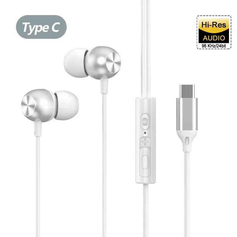 New In-Line Control With Microphone Wired Headset For Apple 15 Android Type-C 3.5mm Interface In-Ear Gaming Headset