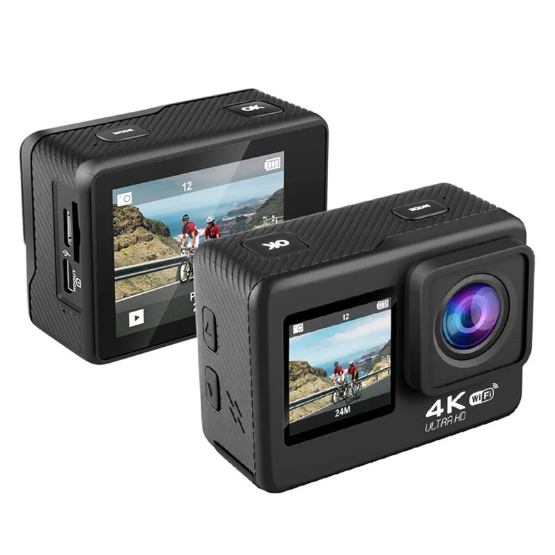 Q60AR Camera 4K 30FPS 24MP WiFi Action Camera 170° Wide Angle Waterproof Camera Dual Screen Display For Outdoor Sports Diving