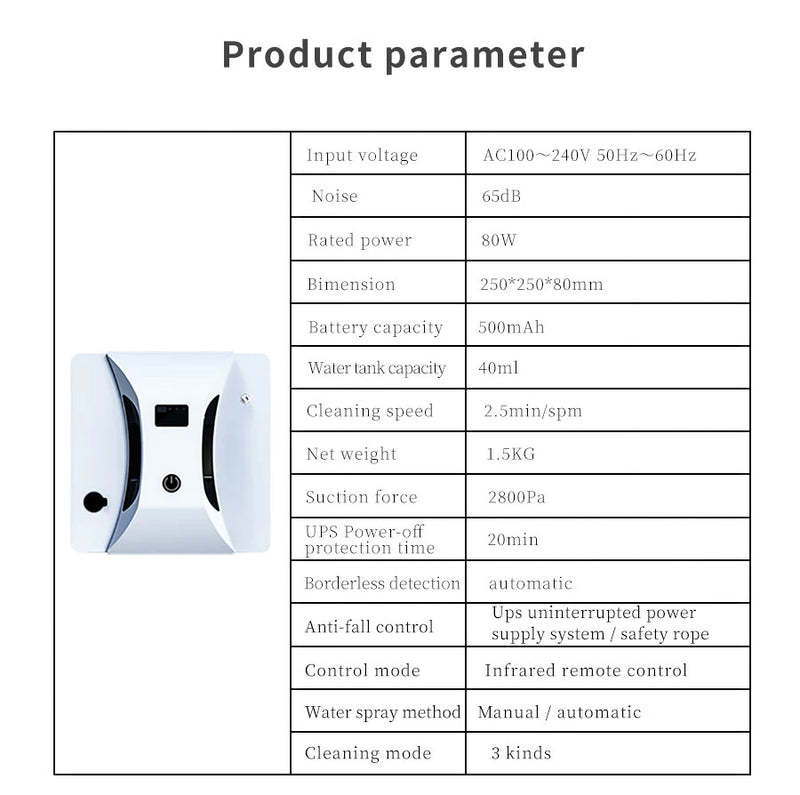 Intelligent Water Window Cleaning Robot Home Automatic Electric Remote Control to Clean Glass Windows