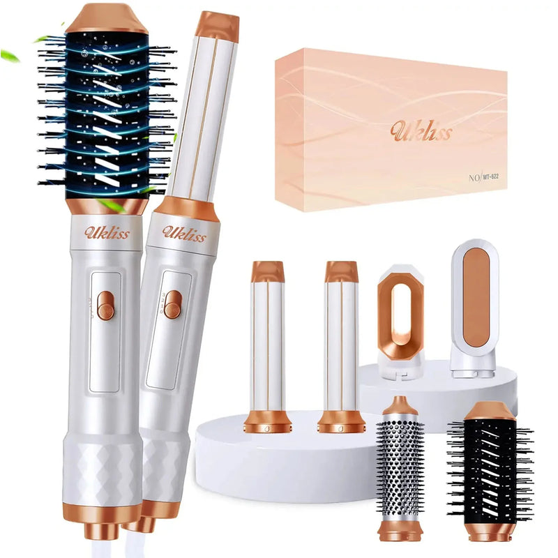 6 in 1 Blow Dryer Brush Auto Air Curling Iron Negative Ionic Hair Dryer Brush Set with Thermal Brush 60000RPM Hot Air Brush