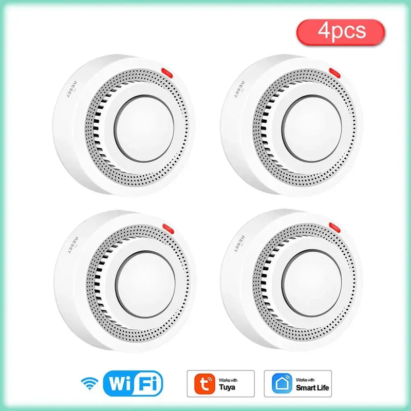 Tuya WIFI Smoke Detector Fire Protection Alarm Sensor Independent Wireless Battery Operated Smart Life Push Alert Home Security