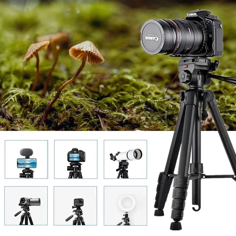 175cm/68.9in Tall Aluminum Alloy Portable Tripod for Camera DSLR Canon Nikon, 360 Degree Panorama Photography Phone Stand