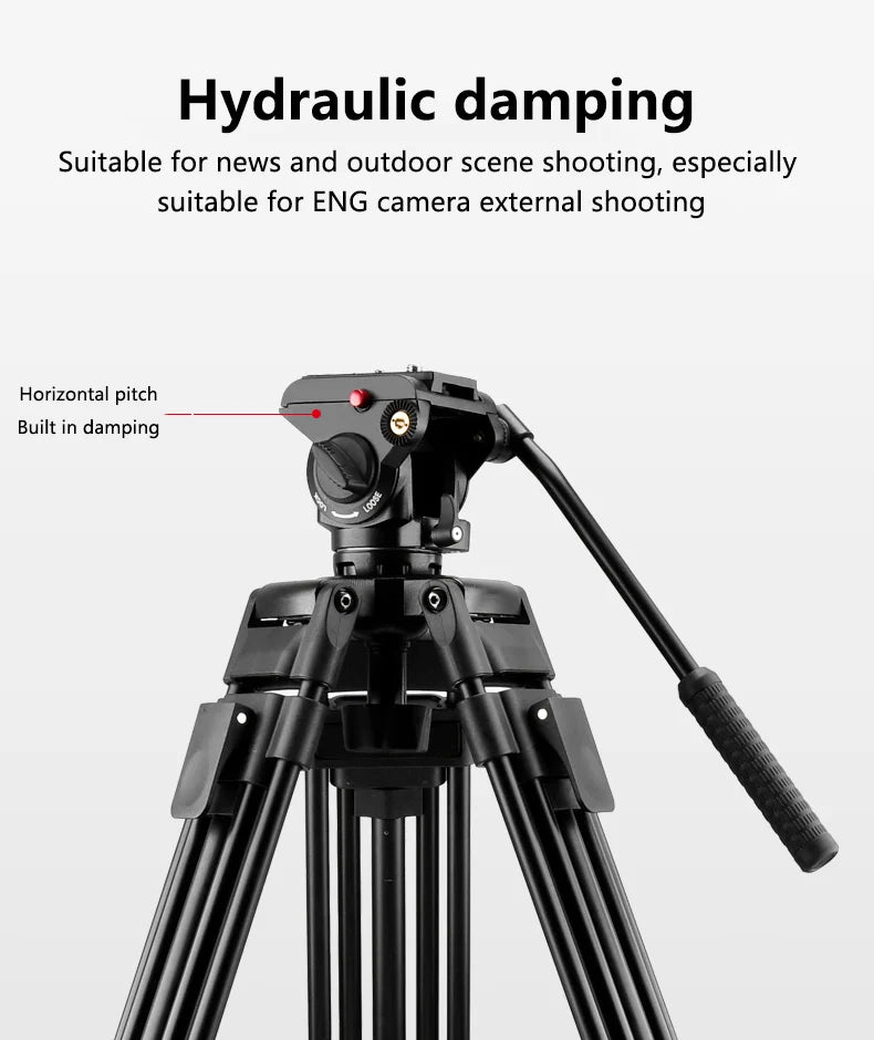 Professional Heavy Duty Video Tripod 75 Inches Aluminum Alloy 360 Degree Fluid Drag Head For Camcorder/dslr Head Camera Tripod