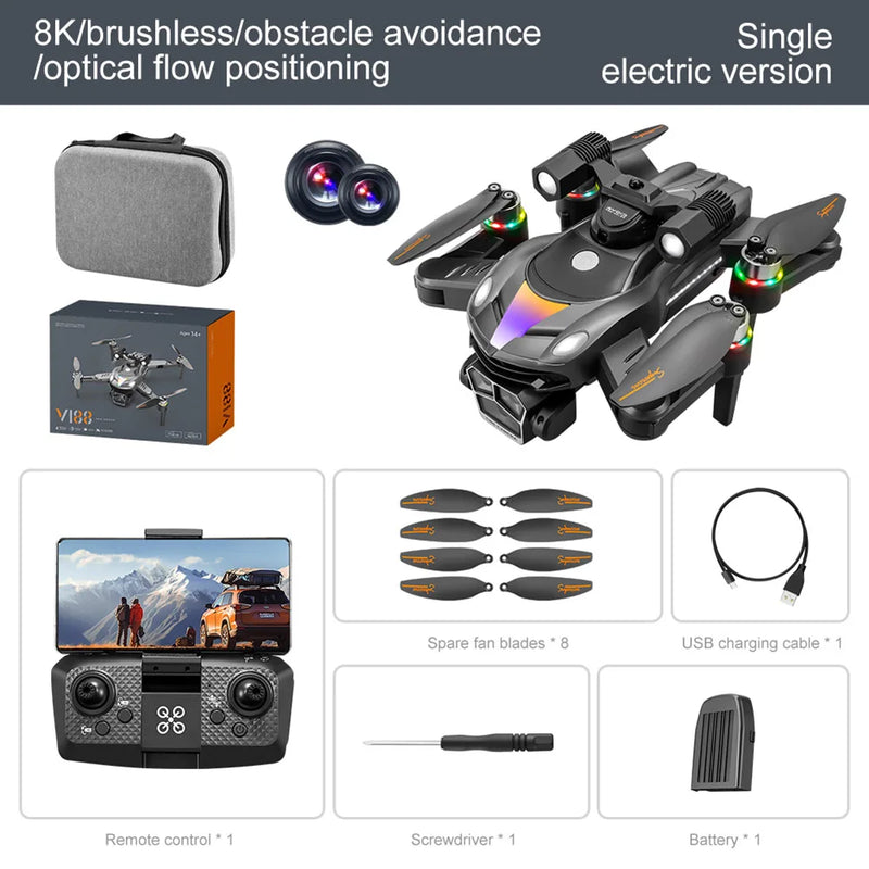 8K HD Dual Camera Foldable Drone Obstacle Avoidance RC Quadcopter Optical Flow Positioning Brushless Motor Drone Christmas Gifts