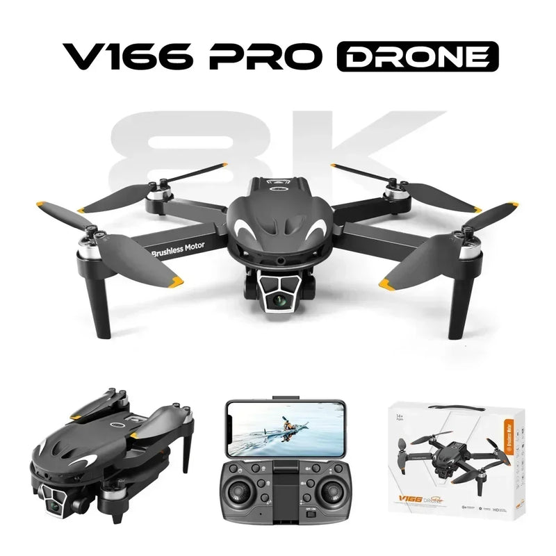 V166 Drone 8k Profesional HD Dual Camera Aerial Photography 360 Obstacle Avoidance Optical Flow WIFI Two-axis FPV Aircraft Dron