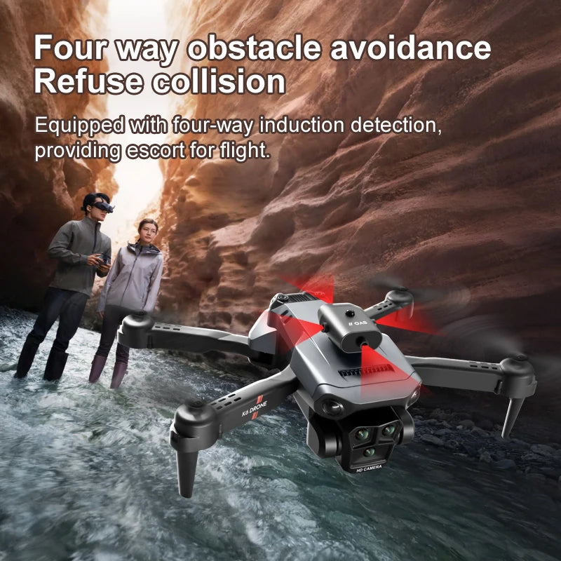 K6MAX 2024New HD Three camera obstacle avoidance drone Optical flow Photography Professinal Foldable Mini RC Helicopter Gift Toy