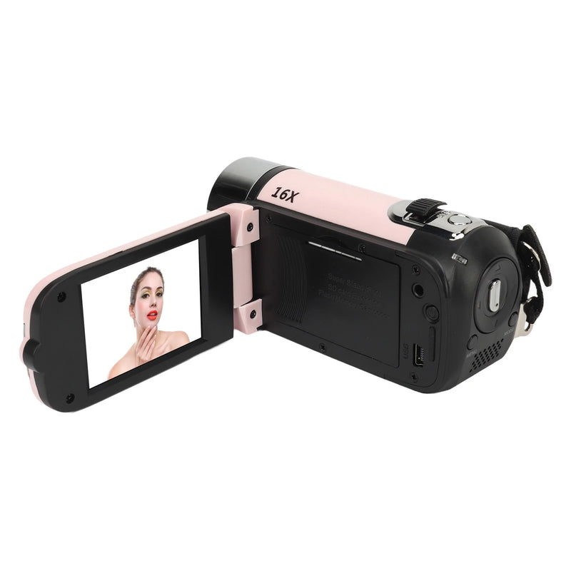 D90 1080P 16MP Digital Camera 2.4 Inch Rotatable Screen Camcorder 16X Zoom HD Video Recorder With Fill Light Pink