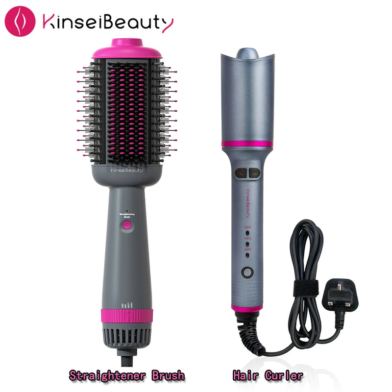 1200W Hair Dryer Hot Air Brush Styler Replaceable Head Straightener Curler Comb Roller One Step Electric Ion Blow Dryer Brush