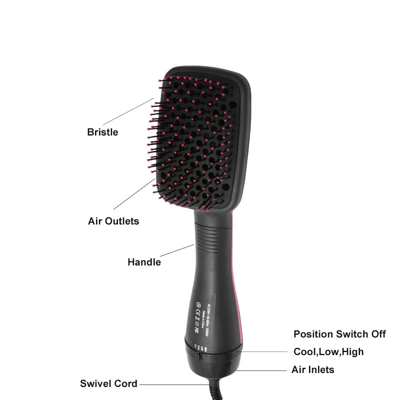 2 In 1 Hot Air Hair Dryers Brush Curl Rotary Curler Professional Straightener Electric Styling Appliances Tools Comb Machine