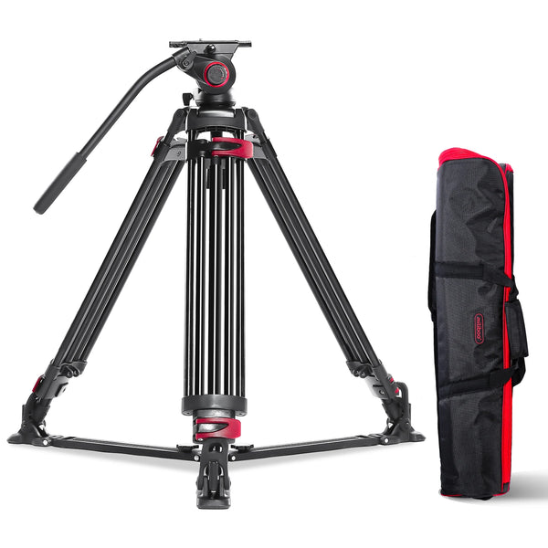 miliboo Video Tripod Heavy Duty Fluid head,Professional Camera Tripod Stand,Grounder Spreader Max Loading 33LB MTT609A