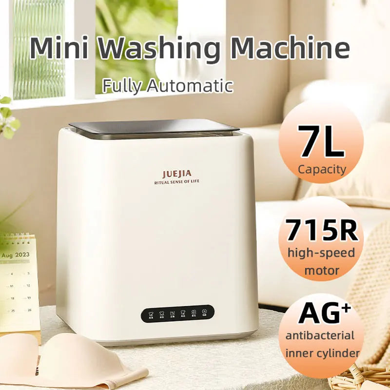 7L Mini Fully Automatic Washing Machine,Portable Electric Home Underwear  Washer, High Temperature Sterilization Boiling,Drying