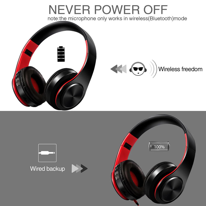 2025 Upgrading Wireless Bluetooth Headphones Stereo Headset Music Sports Overhead Earphone with Mic for Smart Phone TV PC Tablet