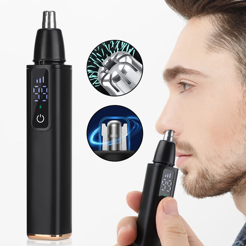 Electric Nose Hair Trimmer USB Rechargeable Digital Multifunctional Face Shaver Lips Eyebrows Hair Remover Razor